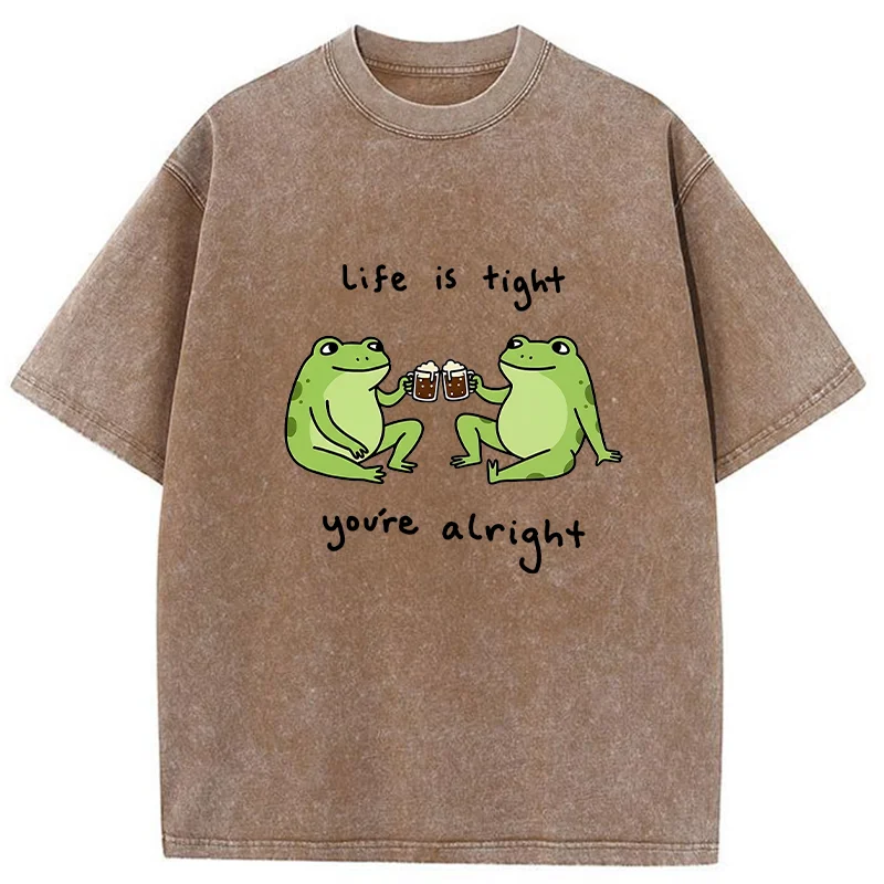 Tokyo-Tiger Frog's Happy Life Washed T-Shirt