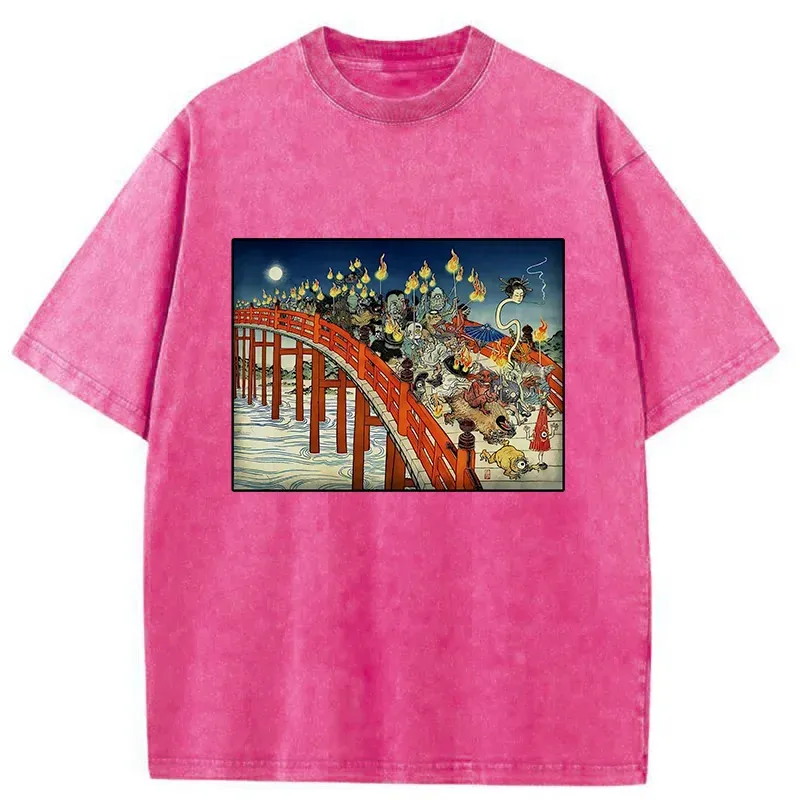 Tokyo-Tiger Hyakki Yagyō Ukiyo-e Washed T-Shirt