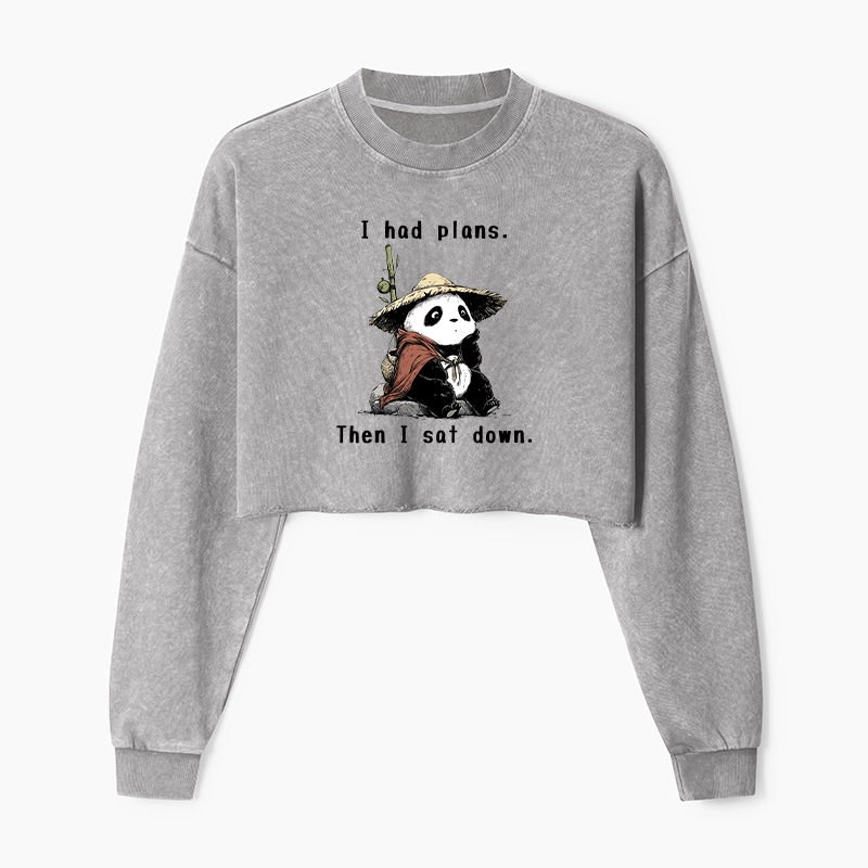 Tokyo-Tiger The Maybe Later Panda Washed Crop Sweatshirt