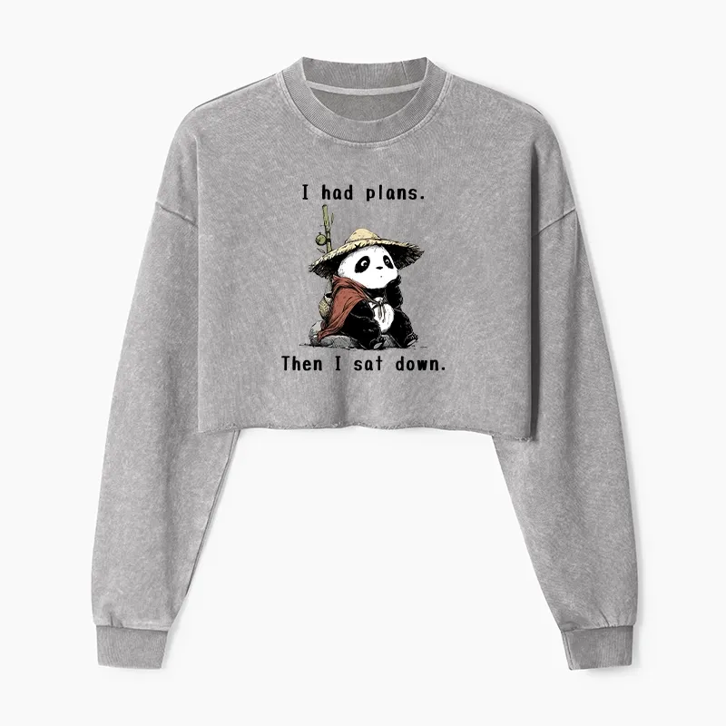 Tokyo-Tiger The Maybe Later Panda Washed Crop Sweatshirt