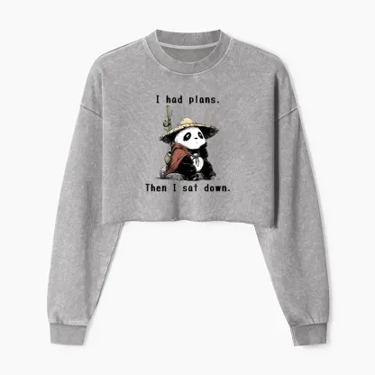 Tokyo-Tiger The Maybe Later Panda Washed Crop Sweatshirt