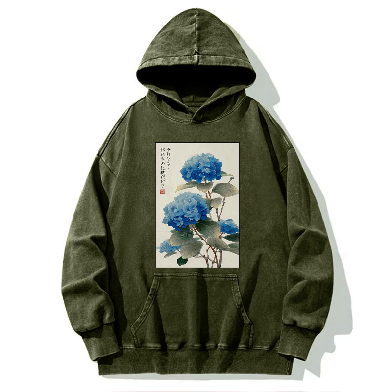 Tokyo-Tiger Ukiyoe Hydrangeas: A Reflection of the Soul Washed Hoodie
