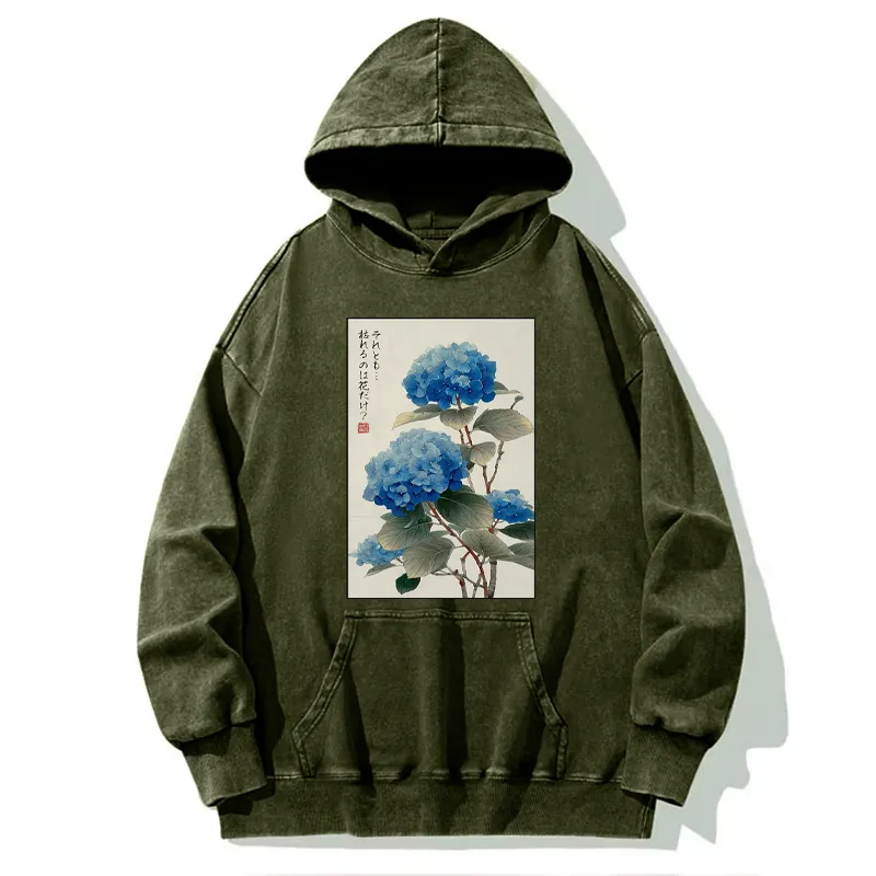 Tokyo-Tiger Ukiyoe Hydrangeas: A Reflection of the Soul Washed Hoodie