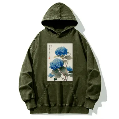Tokyo-Tiger Ukiyoe Hydrangeas: A Reflection of the Soul Washed Hoodie