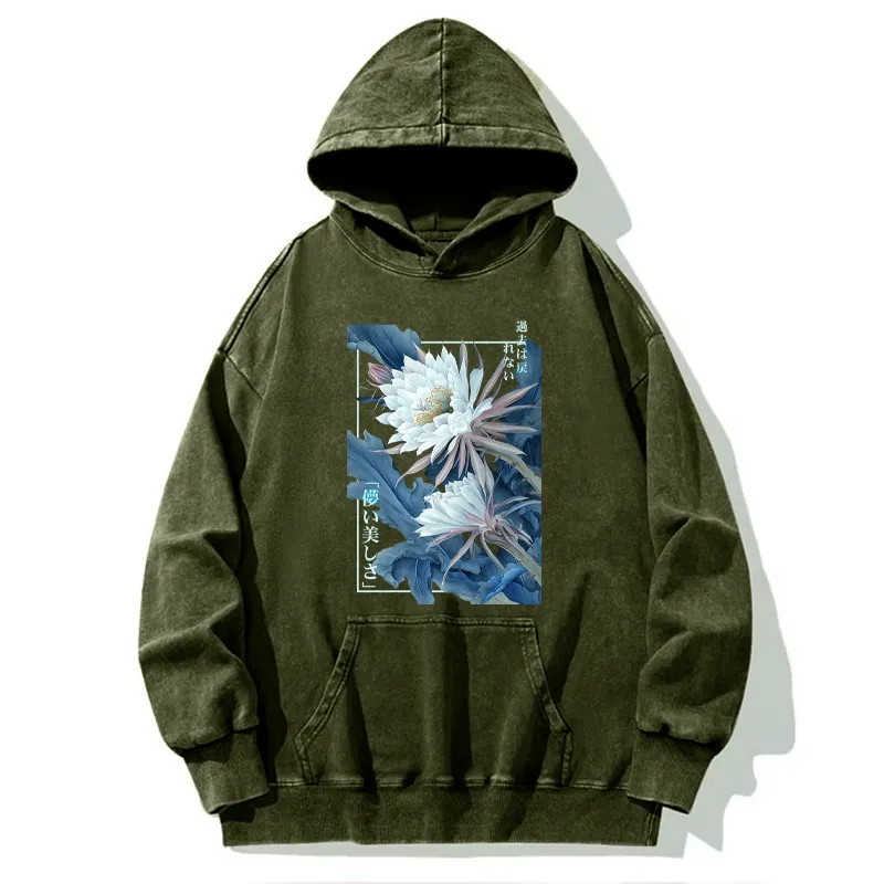 Tokyo-Tiger Vintage Epiphyllum-Short-lived beauty Poster Washed Hoodie