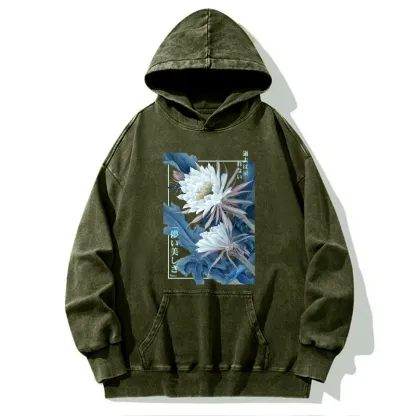 Tokyo-Tiger Vintage Epiphyllum-Short-lived beauty Poster Washed Hoodie