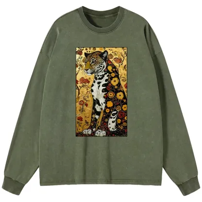 Tokyo-Tiger Magnificent Leopard Washed Long Sleeve T-Shirt