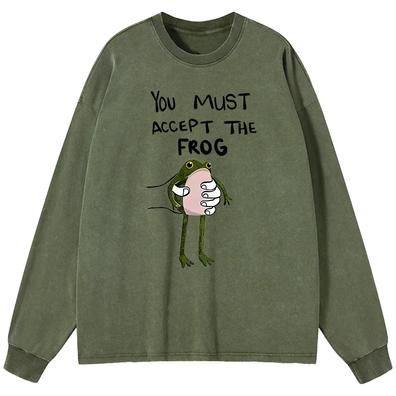 Tokyo-Tiger Accept This Frog Washed Long Sleeve T-Shirt