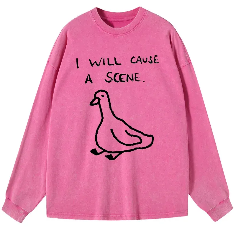 Tokyo-Tiger Stupid Goose Funny Japan Retro Washed Long Sleeve T-Shirt