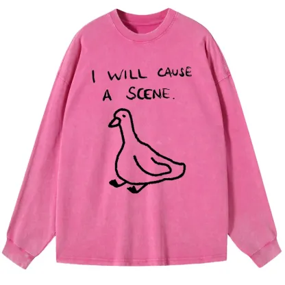 Tokyo-Tiger Stupid Goose Funny Japan Retro Washed Long Sleeve T-Shirt