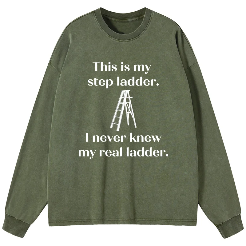 Tokyo-Tiger A Real Ladder Funny Washed Long Sleeve T-Shirt
