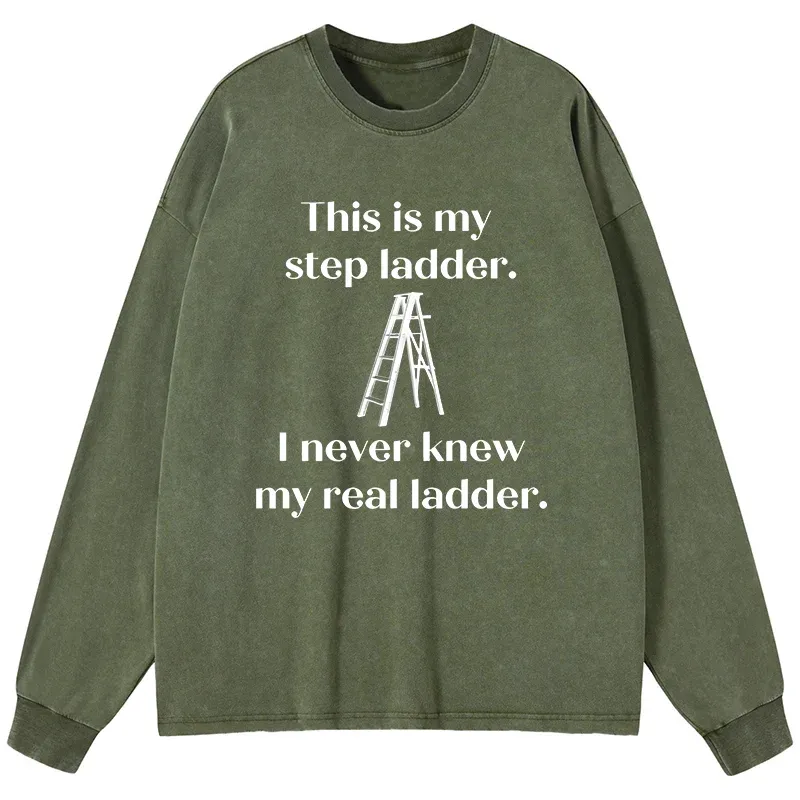 Tokyo-Tiger A Real Ladder Funny Washed Long Sleeve T-Shirt