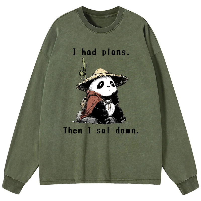 Tokyo-Tiger The Maybe Later Panda Washed Long Sleeve T-Shirt