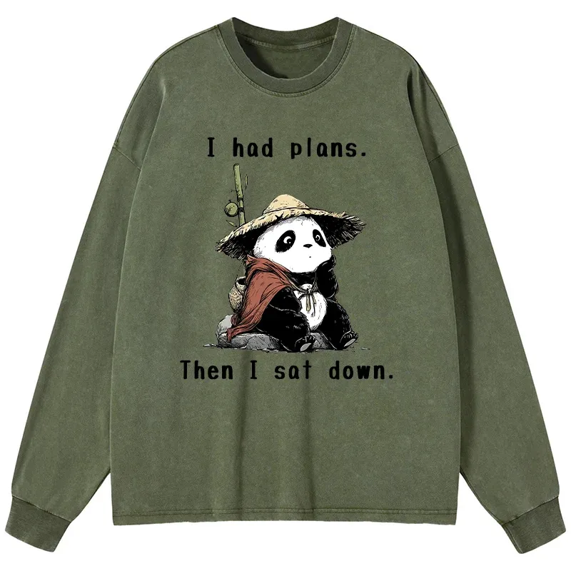 Tokyo-Tiger The Maybe Later Panda Washed Long Sleeve T-Shirt