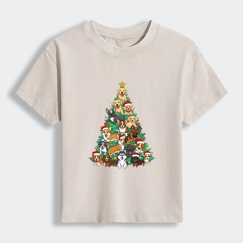 Tokyo-Tiger Christmas Tree Dog Funny Women's Washed T-shirt