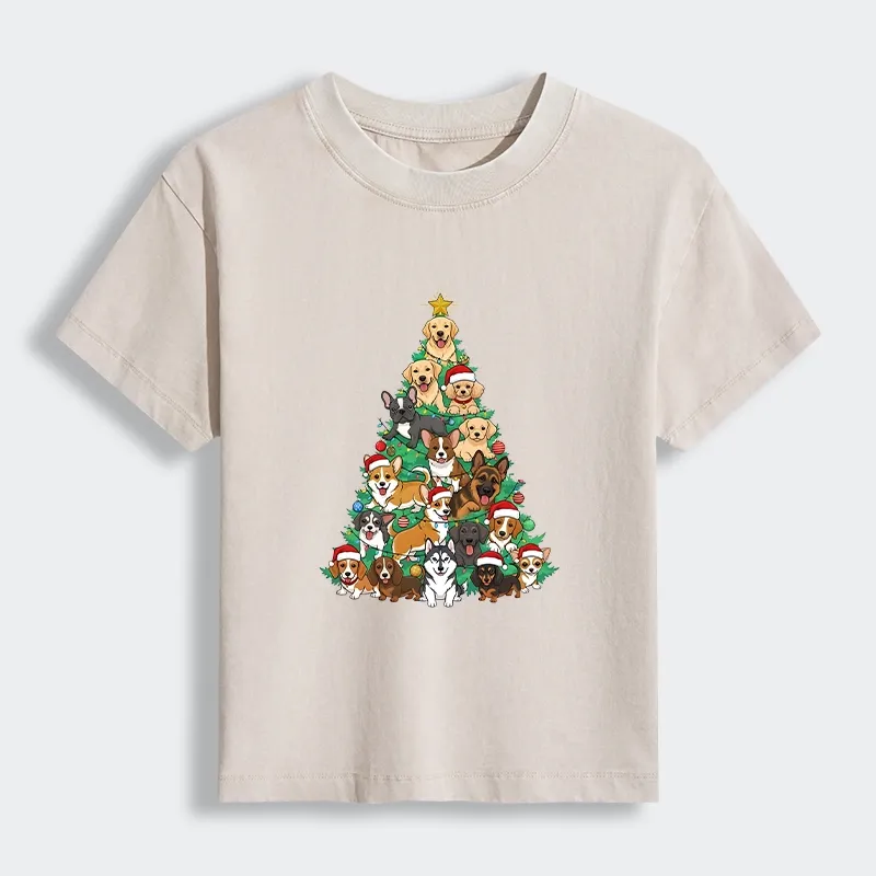 Tokyo-Tiger Christmas Tree Dog Funny Women's Washed T-shirt