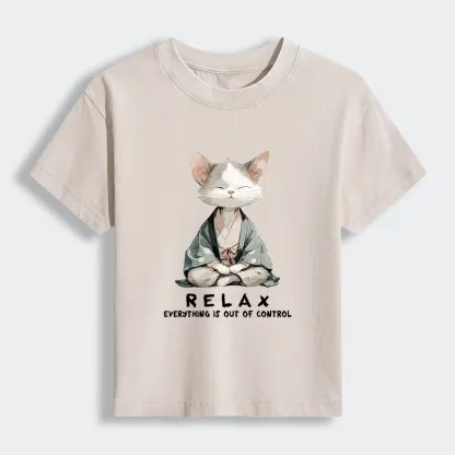 Tokyo-Tiger Zen Cat Relaxation，Everything's Out Of Control Women's Washed T-shirt