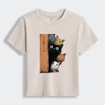 Tokyo-Tiger Five Cats Are Watching You Women's Washed T-shirt