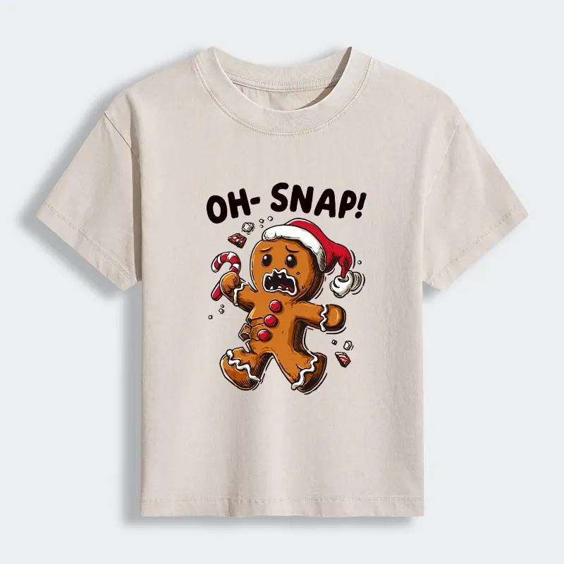 Tokyo-Tiger Oh Snap The Gingerbread Man's Christmas Chaos Women's Washed T-shirt