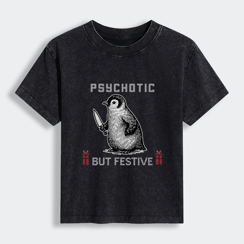 Tokyo-Tiger Overstimulated but Festive Christmas Women's Washed T-shirt