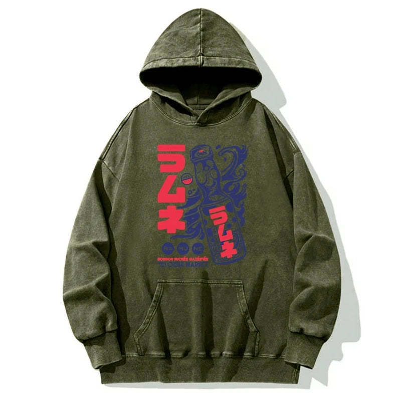 Tokyo-Tiger Ramune Print Japanese Washed Hoodie Sale