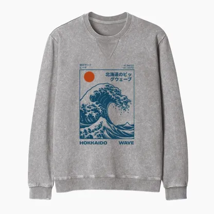 Tokyo-Tiger Hokkaido Wave Japan Washed Terry Sweatshirt