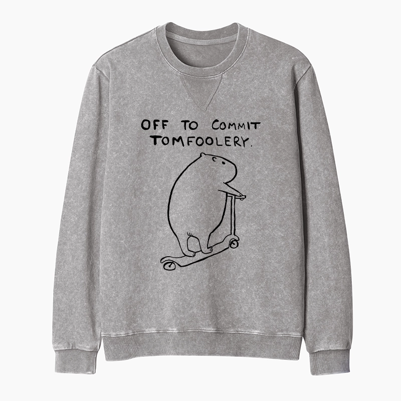 Tokyo-Tiger Capybara Is Ready To Do Something Bad Washed Terry Sweatshirt