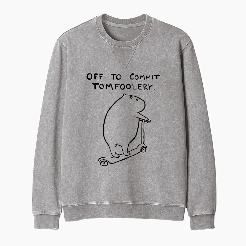 Tokyo-Tiger Capybara Is Ready To Do Something Bad Washed Terry Sweatshirt