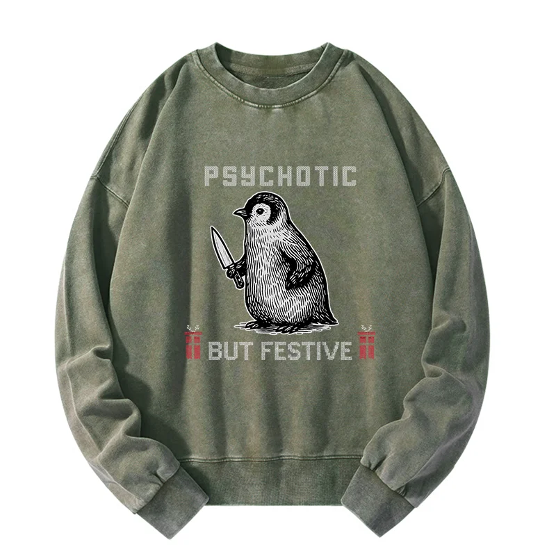 Tokyo-Tiger Overstimulated but Festive Christmas Washed Sweatshirt