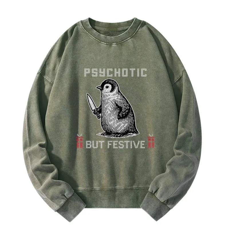 Tokyo-Tiger Overstimulated but Festive Christmas Washed Sweatshirt