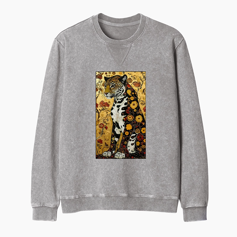 Tokyo-Tiger Magnificent Leopard Washed Terry Sweatshirt