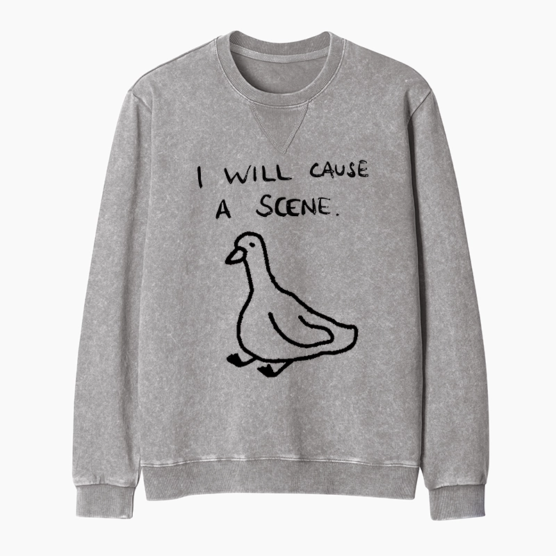 Tokyo-Tiger Stupid Goose Funny Japan Retro Washed Terry Sweatshirt