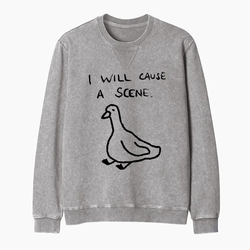 Tokyo-Tiger Stupid Goose Funny Japan Retro Washed Terry Sweatshirt