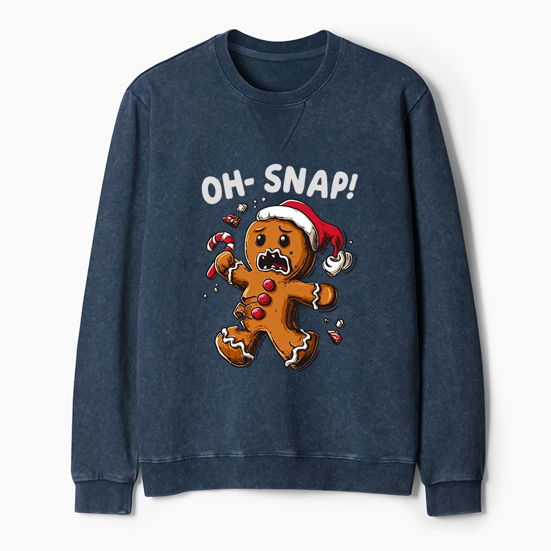 Tokyo-Tiger Oh Snap The Gingerbread Man's Christmas Chaos Washed Terry Sweatshirt