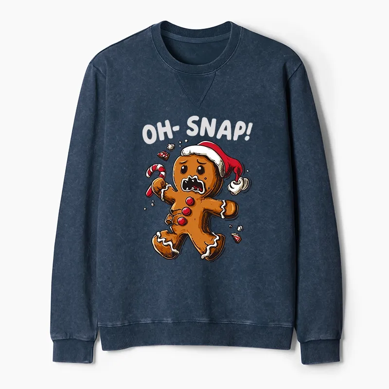 Tokyo-Tiger Oh Snap The Gingerbread Man's Christmas Chaos Washed Terry Sweatshirt
