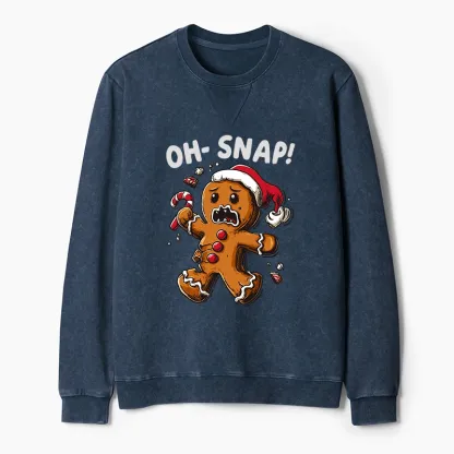 Tokyo-Tiger Oh Snap The Gingerbread Man's Christmas Chaos Washed Terry Sweatshirt