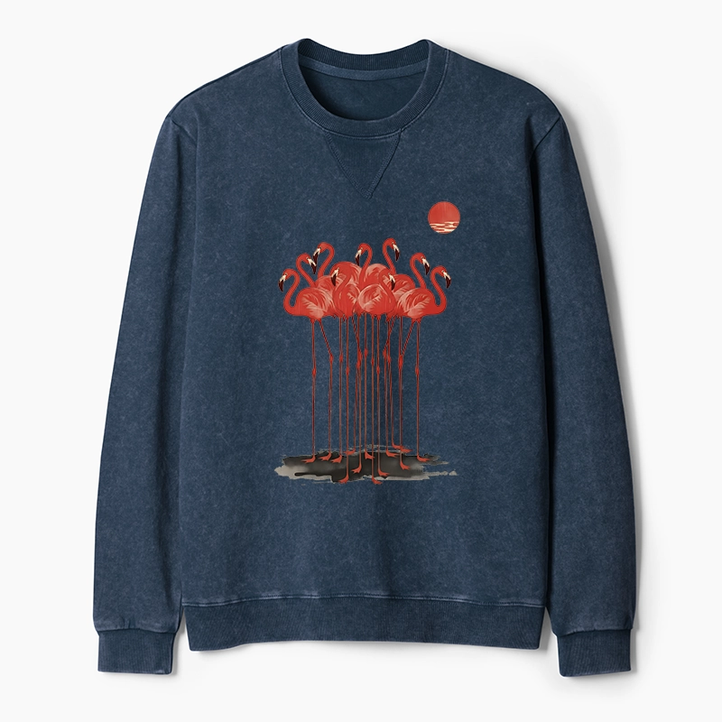 Tokyo-Tiger Flamingos at Dusk Washed Terry Sweatshirt