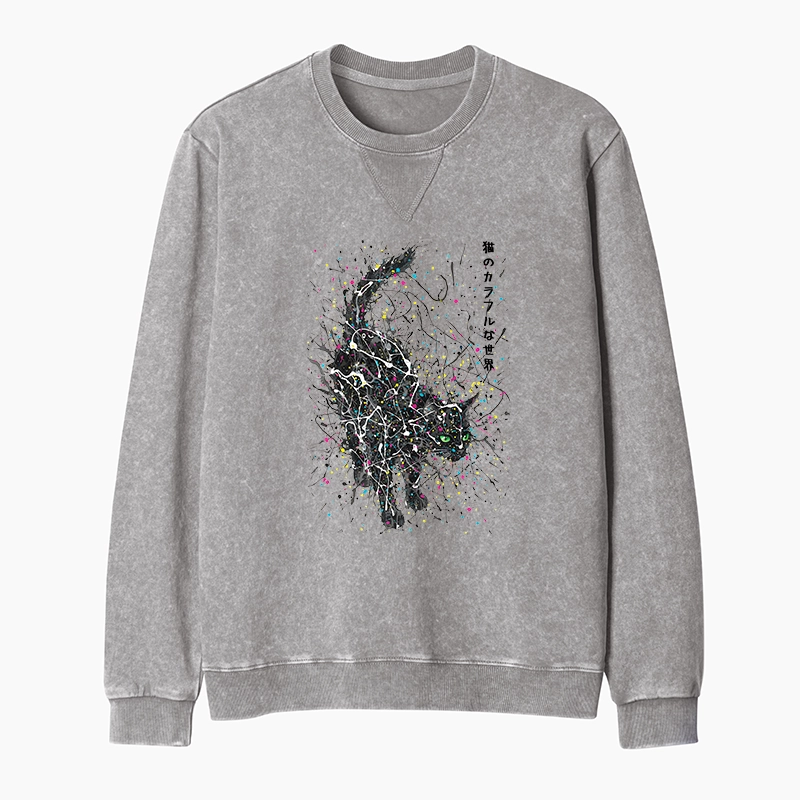 Tokyo-Tiger In The Spectrum Of Cats Washed Terry Sweatshirt
