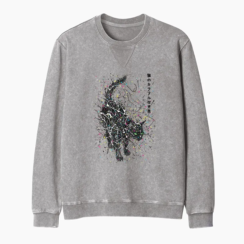 Tokyo-Tiger In The Spectrum Of Cats Washed Terry Sweatshirt