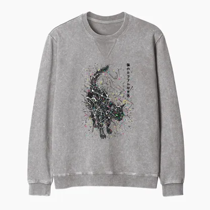Tokyo-Tiger In The Spectrum Of Cats Washed Terry Sweatshirt