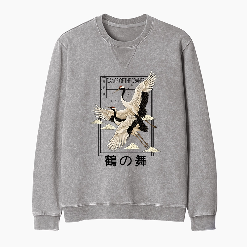 Tokyo-Tiger Dance Of The Cranes Washed Terry Sweatshirt
