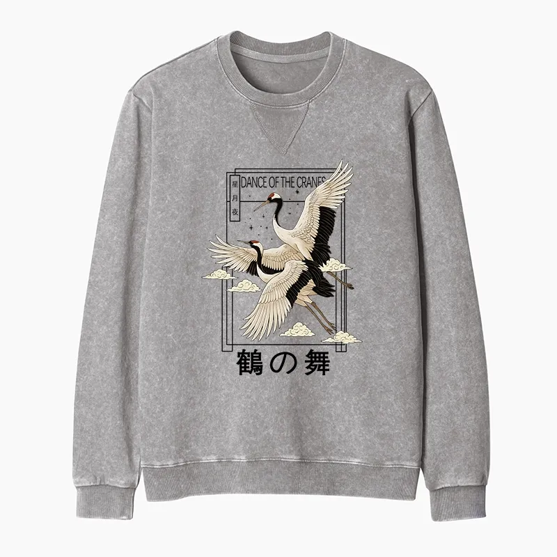Tokyo-Tiger Dance Of The Cranes Washed Terry Sweatshirt
