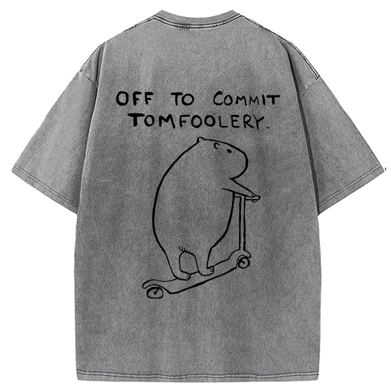 Tokyo-Tiger Capybara Is Ready To Do Something Bad Back Washed T-Shirt