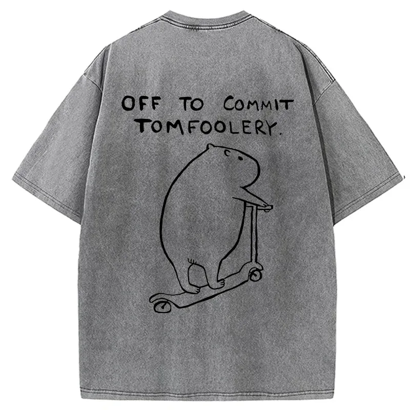 Tokyo-Tiger Capybara Is Ready To Do Something Bad Back Washed T-Shirt