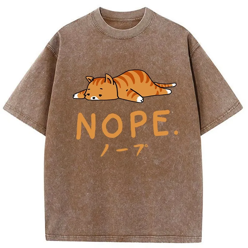 Tokyo-Tiger Cute Lying Cat Washed T-Shirt