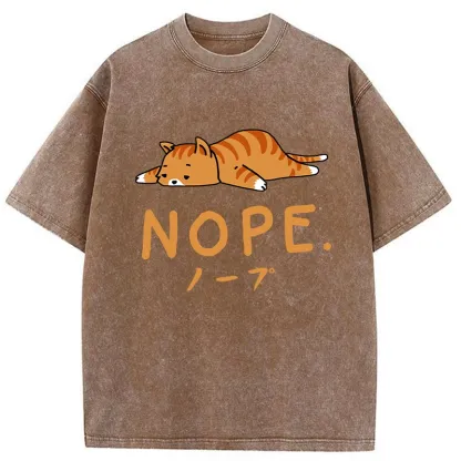 Tokyo-Tiger Cute Lying Cat Washed T-Shirt