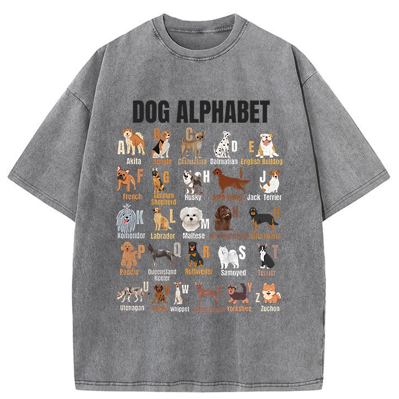 Tokyo-Tiger Alphabet For Dogs Washed T-Shirt