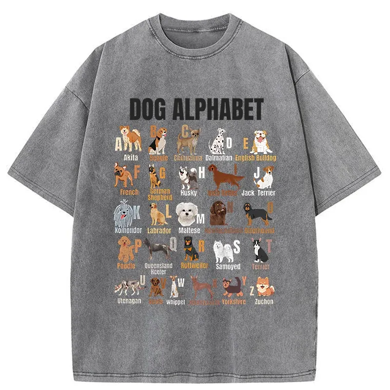 Tokyo-Tiger Alphabet For Dogs Washed T-Shirt