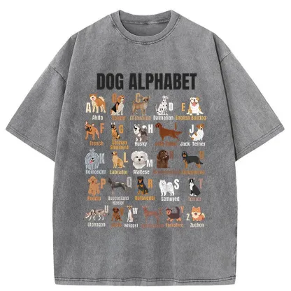 Tokyo-Tiger Alphabet For Dogs Washed T-Shirt
