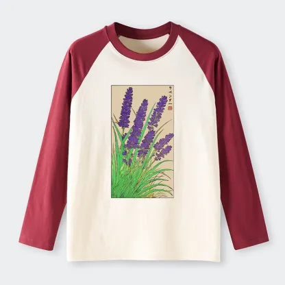 Tokyo-Tiger Japanese Lavender Raglan Long Sleeve T-shirt